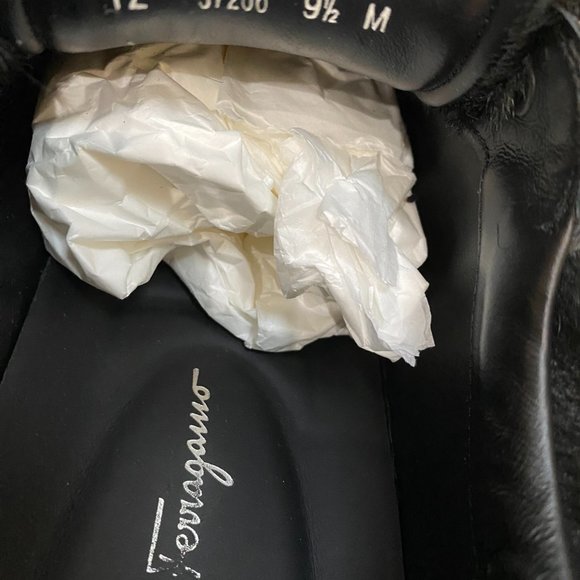 SALVATORE FERRAGAMO - Horsehair Fur Calfskin Leather Gancini Black - MEN 9.5